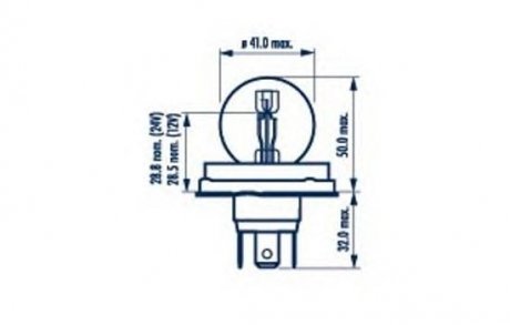 Автолампа Standard R2 P45t 40 W 45 W прозрачная NARVA 49211