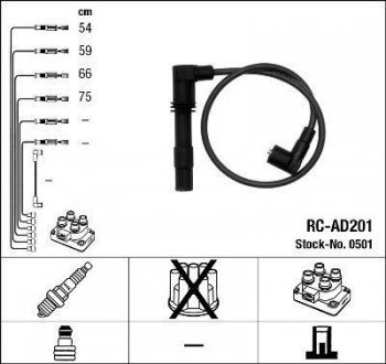 Высоковольтные провода (набор) NGK RCAD201