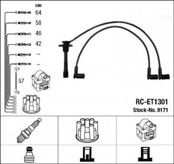 Проволока зажигания, набор NGK RCET1301