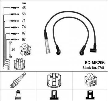 Високовольтні дроти (набір) NGK RCMB206