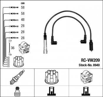 Проволока зажигания, набор NGK RCVW209