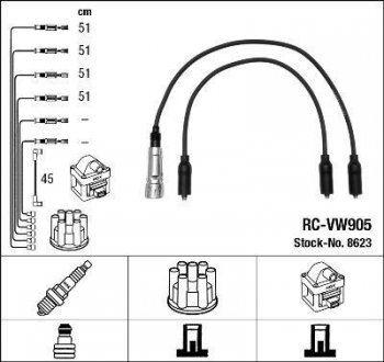 Высоковольтные провода (набор) NGK RCVW905