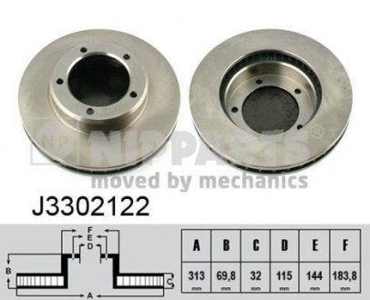 Диск гальмівний перед. Toyota Land Cruiser/Lexus LX470 98- NIPPARTS J3302122