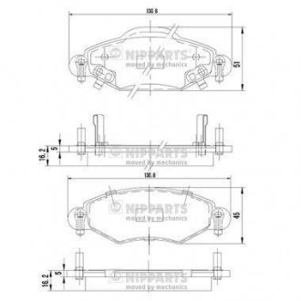 Гальмівні колодки, дискове гальмо (набір) NIPPARTS J3602113