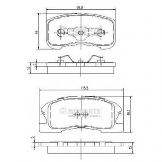 Гальмівні колодки, дискове гальмо (набір) NIPPARTS J3606019