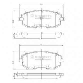 Гальмівні колодки, дискове гальмо (набір) NIPPARTS J3607015