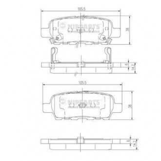 Гальмівні колодки, дискове гальмо (набір) NIPPARTS J3611044