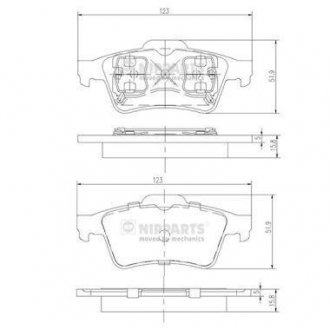 Гальмівні колодки, дискове гальмо (набір) NIPPARTS J3611045