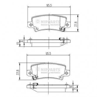 Колодки тормозные дисковые задние, комплект NIPPARTS J3612025