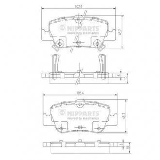 Гальмівні колодки, дискове гальмо (набір) NIPPARTS J3612033