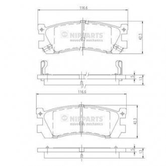 Тормозные колодки, дисковый тормоз (набор) NIPPARTS J3613005