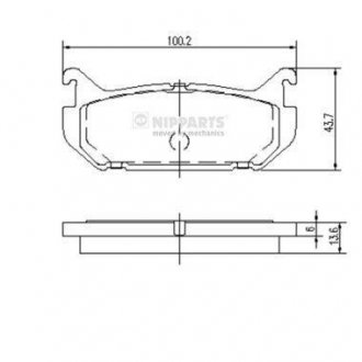 Гальмівні колодки, дискове гальмо (набір) NIPPARTS J3613007