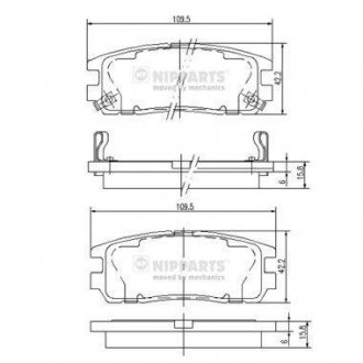 Тормозные колодки, дисковый тормоз (набор) NIPPARTS J3619001