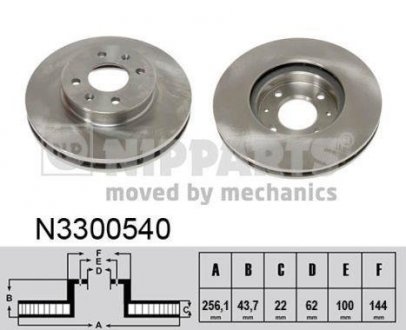 Гальмівні колодки, дискове гальмо (набір) NIPPARTS N3300540 (фото 1)