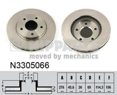 Диск гальмівний передній NIPPARTS N3305066