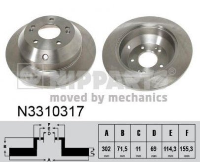 Диск гальмівний задній NIPPARTS N3310317