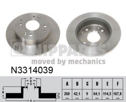 Тормозной диск NIPPARTS N3314039