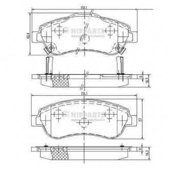 Тормозные колодки, дисковый тормоз (набор) NIPPARTS N3604066 (фото 1)