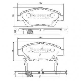 Тормозные колодки, дисковый тормоз (набор) NIPPARTS N3604068 (фото 1)