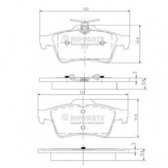 Гальмівні колодки, дискове гальмо (набір) NIPPARTS N3613022