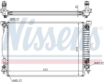 Радиатор охлаждения AUDI A4/ S4 (00-) 3.0/3.2 (выр-во) NISSENS 60307A