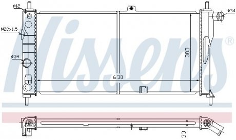 Радіатор охолодження OPEL KADETT E (84-) 1.6/1.8 (вир-во) NISSENS 632741