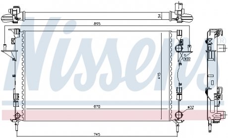 Радиатор охлаждения RENAULT ESPACE IV, LAGUNA II (01-) (выр-во) NISSENS 63816 (фото 1)