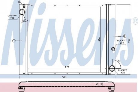 Радиатор, охлаждение двигателя NISSENS 64325 (фото 1)
