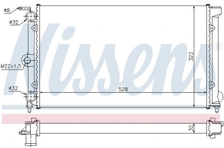 Радиатор охлаждения VW PASSAT B2 (80-) 1.6-1.8 (выр-во) NISSENS 651111 (фото 1)