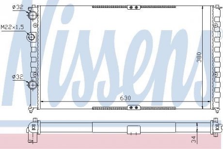 Радиатор, 1.4i, 1.9STDI, (627x377x23) NISSENS 65290