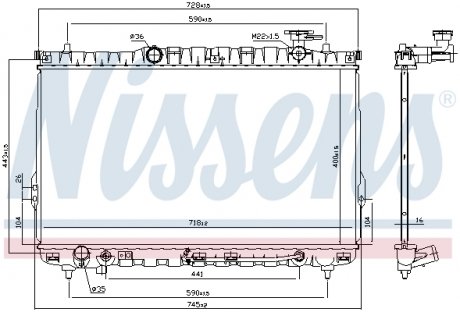 Радіатор охолодження HYUNDAI SANTA FE (SM) (00-) NISSENS 67030