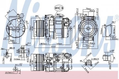 Компресор кондиціонераBMW 5 F10.. NISSENS 89595