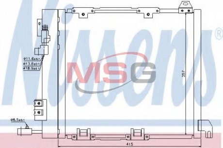 Конденсатор кондиціонера OPEL ASTRA G (98-) 1.7-2.2 TD (вир-во) NISSENS 94385 (фото 1)