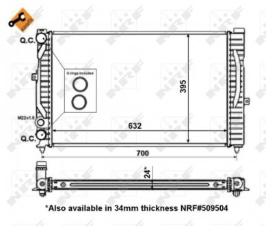 Радіатор охолодження двигуна AUDI A4 94- (вир-во) NRF 56127 (фото 1)