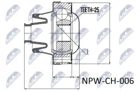 ШАРНІР РІВНИХ КУТОВИХ ШВИДКОСТЕЙ | JEEP GRAND CHEROKEE 93-05, JEEP LIBERTY 02- /OPRУCZ SILNIKA 5.2/ /NA REDUKTOR/ NTY NPWCH006