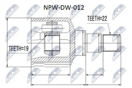 ШАРНІР РІВНИХ КУТОВИХ ШВИДКОСТЕЙ | DAEWOO KALOS 1.2 02-, CHEVROLET SPARK 1.0 00-, AVEO 1.2 04- NTY NPWDW012