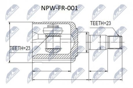 ШАРНІР РІВНИХ КУТОВИХ ШВИДКОСТЕЙ | FORD C-MAX CA/CB 03-, FOCUS II/CB4 04- /ЛІВ/ NTY NPWFR001 (фото 1)