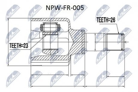 ШАРНІР РІВНИХ КУТОВИХ ШВИДКОСТЕЙ | FORD FOCUS I 1.8DI/TDI/TDDI, 2.0 98-04 /ЛІВ/ NTY NPWFR005 (фото 1)