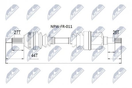 ПІВВІСЬ | FORD MONDEO I/II -00 /ЛІВ/ NTY NPWFR011 (фото 1)