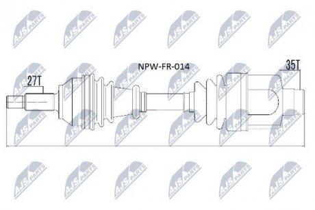 Піввісь приводу прав. Ford Mondeo 00-07 NTY NPW-FR-014