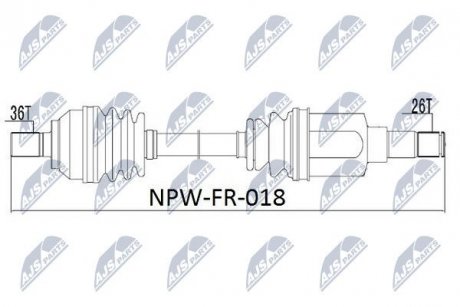 ПІВВІСЬ | FORD FOCUS II 1.6I/1.8I /ATM/, 2.0I /MTM/, 1.6TDCI/1.8TDCI /MTM/ 04-, VOLVO 1.8I, 2.0I /MTM/ C30 07-, S40 03- /ЛІВ/ NTY NPWFR018