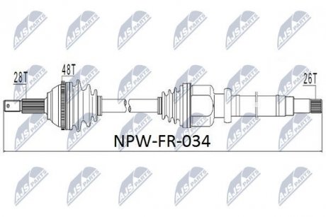 ПІВВІСЬ | FORD TRANSIT 2.0DI 63KW 00- /ПРАВ/ NTY NPWFR034