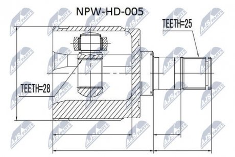 ШАРНІР РІВНИХ КУТОВИХ ШВИДКОСТЕЙ | HONDA JAZZ 02- /ЛІВ/ NTY NPWHD005