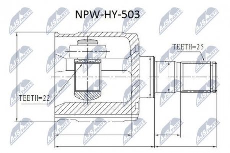 ШАРНІР РІВНИХ КУТОВИХ ШВИДКОСТЕЙ | HYUNDAI ACCENT 99-, GETZ 1.3, 1.6 02- Л/П NTY NPWHY503 (фото 1)