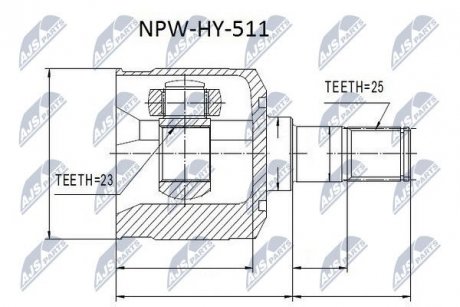 ШАРНІР РІВНИХ КУТОВИХ ШВИДКОСТЕЙ | HYUNDAI LANTRA/ELANTRA 96-06, MATRIX BE 01-06, COUPE 96-00 Л/П NTY NPWHY511