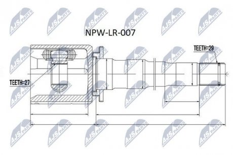 ШАРНІР РІВНИХ КУТОВИХ ШВИДКОСТЕЙ | LAND ROVER DISCOVERY III/IV 05-10-, RANGE ROVER SPORT I/II 05-10- /ПРАВ/ NTY NPWLR007 (фото 1)