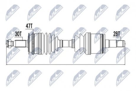 Піввісь приводу ліва Mitsubishi L200/Fiat Fullback 2,4/2,5 07- NTY NPW-MS-000