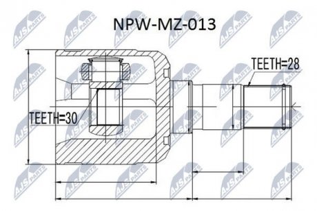 ШАРНІР РІВНИХ КУТОВИХ ШВИДКОСТЕЙ | MAZDA 626 GF/GW 2.0,2.0TD 97-02 /ЛІВ/ NTY NPWMZ013