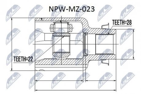 ШАРНІР РІВНИХ КУТОВИХ ШВИДКОСТЕЙ | MAZDA 323 BA 94-, MX-3 EC 91-98, XEDOS-6 CA 92-, 3 BK /ATM/ 1.6 03- Л/П NTY NPWMZ023