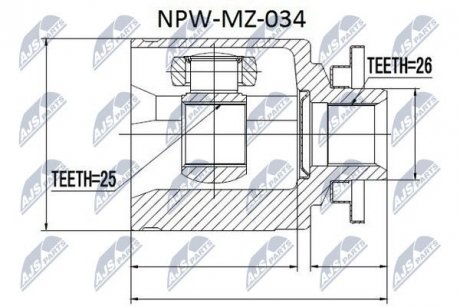 ШАРНІР РІВНИХ КУТОВИХ ШВИДКОСТЕЙ | MAZDA B2200/B2500/B2600 96-06, FORD RANGER 01-06, KIA SPORTAGE 2.0 94-03 /ЛІВ/ NTY NPWMZ034